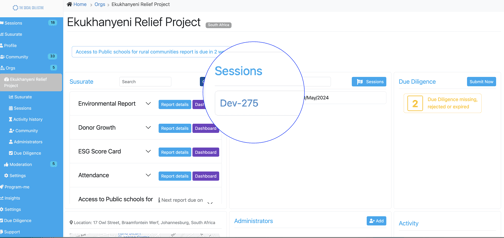 Organisation Profile Page, Session and Attendance Reporting